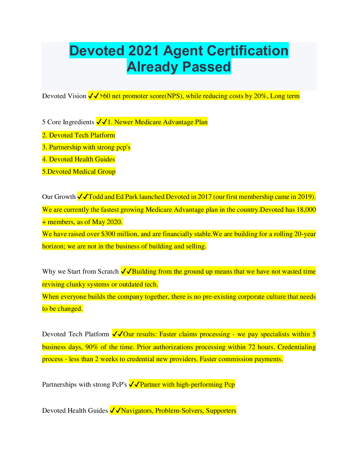 Preview image for Devoted 2021 Agent Certification Already Passed, Graded A